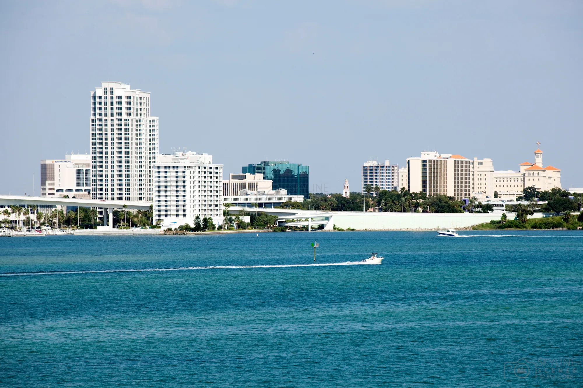 Clearwater skyline across Clearwater Harbor